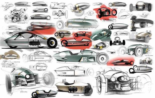 Morgan shares early design sketches of all-new three-wheeled model