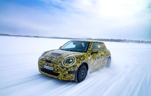The new fully electric MINI 3-Door Hatch testing on snow and ice.