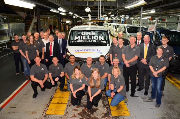 Vauxhall celebrates one million Vivaro vans built in Luton